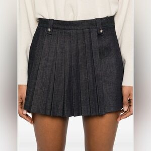 Maje Pleated Mini Skort 27” Waist (Sz 34) US Sz 0 Black Navy Blue Academia Y2K